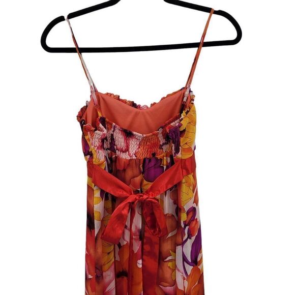 Alyn Paige Dress Womens 8 Tiered‎ Ruffled Midi Spaghetti Strap Multicolor Floral - Picture 9 of 11
